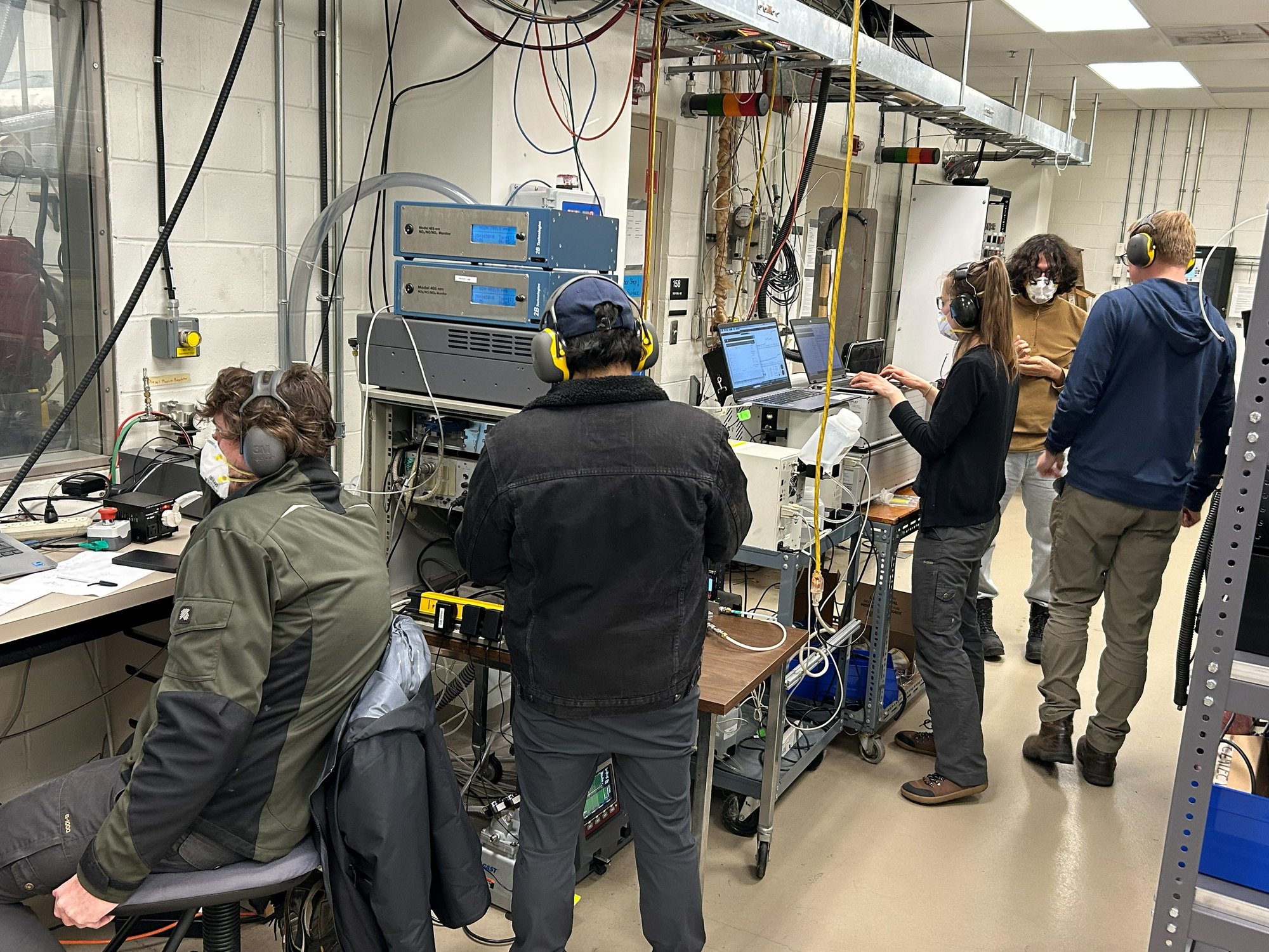 Back-to-back fuel campaign at UBC, March 2026: the team runs the rig from the control bench
